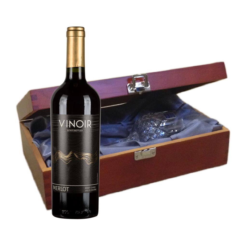 Vinoir Merlot In Luxury Box With Royal Scot Wine Glass